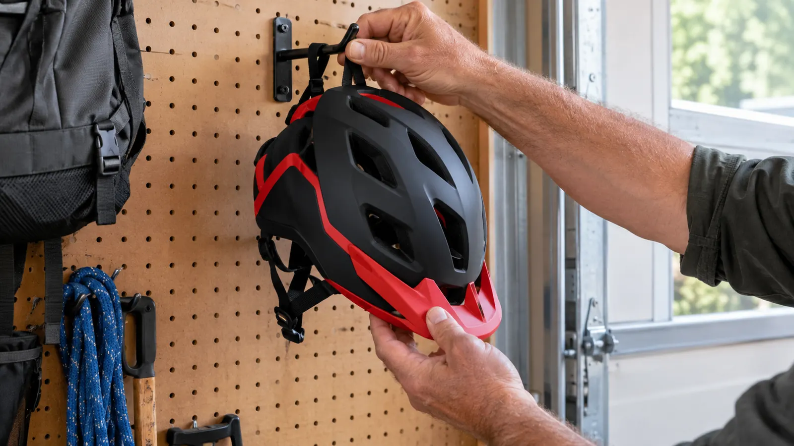 An adult turning the fit dial on the back of a kids multi-sport helmet